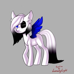 Size: 1024x1024 | Tagged: safe, oc, oc only, pegasus, pony, base used, ear fluff, gray background, heterochromia, pegasus oc, signature, simple background, solo, wings