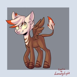 Size: 1024x1024 | Tagged: safe, oc, oc only, pegasus, pony, base used, ear fluff, grin, leonine tail, pegasus oc, signature, smiling, solo, wings
