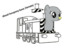 Size: 976x607 | Tagged: safe, object pony, original species, pony, train pony, base, diesel, female, locomotive, mare, train