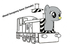 Size: 976x607 | Tagged: safe, object pony, original species, pony, train pony, base, diesel, female, locomotive, mare, solo, train