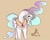 Size: 3932x3161 | Tagged: safe, artist:miokomata, princess celestia, alicorn, pony, g4, crown, cursed image, female, high res, insanity, jewelry, long neck, looking at you, majestic as fuck, mare, necc, princess necklestia, regalia, simple background, snaplestia, solo, thanks i hate it, upside down, wat, yellow background