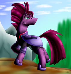 Size: 2450x2583 | Tagged: safe, artist:light262, artist:thebenalpha, fizzlepop berrytwist, tempest shadow, g4, clothes, crying, feels, forest background, happy, high res, mountain, tears of joy