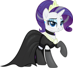Size: 6000x5670 | Tagged: safe, artist:negatif22, rarity, pony, unicorn, g4, the last problem, .svg available, audrey hepburn, choker, clothes, dress, female, holly golightly, lidded eyes, looking at you, makeup, mare, movie accurate, older, older rarity, simple background, smiling, socks, solo, thigh highs, transparent background, vector