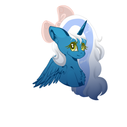 Size: 1024x1024 | Tagged: safe, artist:sakimiaji, oc, oc only, oc:fleurbelle, alicorn, pony, adorabelle, alicorn oc, bow, chest fluff, ear fluff, female, hair bow, horn, mare, simple background, smiling, solo, transparent background, wings, yellow eyes