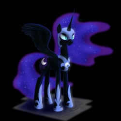 Size: 1080x1080 | Tagged: safe, artist:aquaticvibes, nightmare moon, alicorn, pony, g4, ethereal mane, female, mare, nightmare moon armor, solo, starry mane, wings