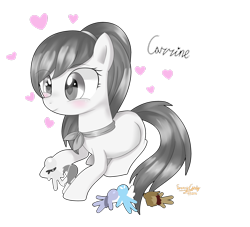 Size: 2569x2335 | Tagged: safe, artist:foxxy00candy, oc, oc only, oc:carrine, earth pony, pony, doll, female, heart, high res, simple background, solo, toy, transparent background