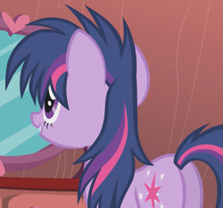 Size: 1021x957 | Tagged: safe, screencap, twilight sparkle, pony, unicorn, bridle gossip, g4, bed mane, butt, cropped, female, mare, messy mane, plot, solo, twibutt, unicorn twilight