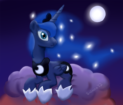 Size: 900x765 | Tagged: safe, artist:pixelarrow, princess luna, alicorn, pony, g4, female, full moon, moon, night, solo