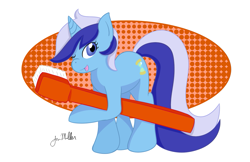 Size: 1391x900 | Tagged: safe, artist:pixelarrow, minuette, pony, unicorn, g4, abstract background, female, solo, toothbrush