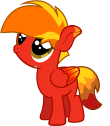 Size: 858x976 | Tagged: safe, artist:ragedox, oc, oc only, oc:ragedox, hybrid, kirin, pegasus, pony, fire, kids, male, mane of fire, sad, simple background, solo, stressed, transparent background, vector, wings