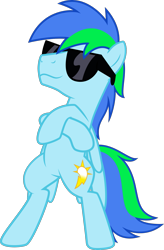 Size: 1237x1887 | Tagged: safe, artist:earth_pony_colds, oc, oc only, oc:morning blast, pegasus, pony, bipedal, male, show accurate, simple background, solo, stallion, sunglasses, transparent background
