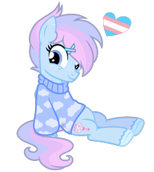 Size: 1182x1322 | Tagged: safe, artist:strawberry-spritz, oc, oc only, oc:highlights, earth pony, pony, clothes, female, male, offspring, parent:quibble pants, parent:rainbow dash, parents:quibbledash, pride, pride flag, shirt, simple background, solo, stallion, trans female, transgender, transgender pride flag, transparent background