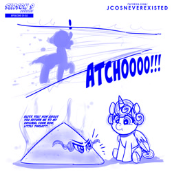 Size: 1024x1024 | Tagged: safe, artist:jcosneverexisted, king sombra, princess flurry heart, pony, g4, the beginning of the end, angry, ash, baby, burned, cartoon physics, comic, dialogue, female, filly, foal, magic, male, season 9 doodles, sneezing