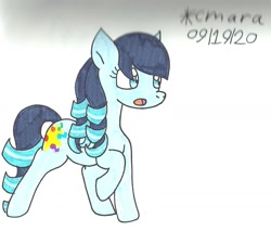 Size: 1031x877 | Tagged: safe, artist:cmara, coloratura, earth pony, pony, g4, female, mare, open mouth, raised hoof, rara, simple background, solo, traditional art, white background