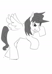 Size: 1280x1811 | Tagged: safe, artist:dizzyspot, oc, oc only, oc:pearl rose, pegasus, pony, action pose, sketch, solo