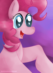 Size: 2483x3451 | Tagged: safe, alternate version, artist:almaustral, pinkie pie, earth pony, pony, g4, abstract background, bust, colored, female, high res, mare, open mouth, solo