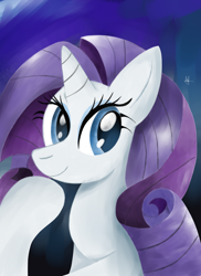 Size: 2544x3500 | Tagged: safe, alternate version, artist:almaustral, rarity, pony, unicorn, g4, abstract background, bust, colored, eyelashes, female, high res, mare, smiling, solo