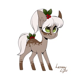 Size: 1000x1000 | Tagged: safe, artist:helemaranth, oc, oc only, earth pony, pony, earth pony oc, holly, signature, simple background, smiling, solo, white background