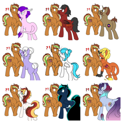 Size: 3264x3264 | Tagged: safe, artist:solardoodles, oc, oc:chiller sway, oc:crystal sneer, oc:demonic hooves, oc:scarlet serenade, oc:serendibite, earth pony, hippogriff, kirin, pegasus, pony, unicorn, bap, high res