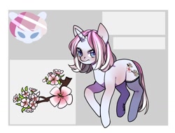 Size: 1280x974 | Tagged: safe, oc, oc only, pony, unicorn, abstract background, bust, clothes, duo, flower, frown, horn, reference sheet, signature, simple background, socks, unicorn oc, white background