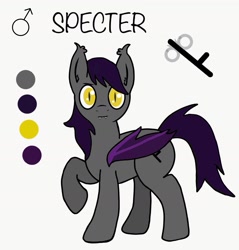 Size: 1744x1823 | Tagged: safe, artist:lostbrony, oc, oc only, oc:specter, bat pony, bat pony oc, bat wings, fangs, reference sheet, simple background, wings