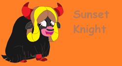 Size: 732x399 | Tagged: safe, artist:rainbowshadowstar, oc, oc only, yak, 1000 hours in ms paint, cloven hooves, orange background, recolor, simple background, solo, why