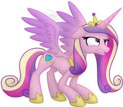 Size: 1373x1200 | Tagged: safe, artist:soctavia, princess cadance, alicorn, pony, g4, angry, crouching, crown, female, gritted teeth, hoof shoes, jewelry, mare, regalia, scowl, simple background, snarling, solo, spread wings, transparent background, wings