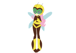 Size: 1280x895 | Tagged: safe, artist:chanyhuman, fluttershy, equestria girls, g4, boots, bumblebee (dc comics), clothes, cosplay, costume, dc superhero girls, gloves, helmet, motorcross, shoes, simple background, solo, transparent background