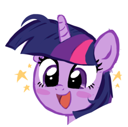 Size: 500x494 | Tagged: safe, artist:skylordlysander, twilight sparkle, pony, g4, bust, cute, female, mare, open mouth, portrait, simple background, solo, stars, twiabetes, white background