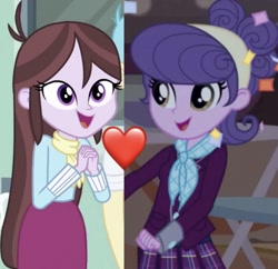 Size: 640x620 | Tagged: safe, edit, edited screencap, screencap, suri polomare, velvet sky, equestria girls, g4, my little pony equestria girls: friendship games, background human, female, heart, lesbian, love, shipping, shipping domino, surisky