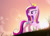 Size: 4444x3227 | Tagged: safe, artist:zidanemina, princess cadance, alicorn, pony, g4, cutie mark, dreamworks face, dusk, female, grass, high res, looking back, mare, raised hoof, smiling, solo, sun