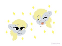 Size: 1981x1486 | Tagged: safe, artist:pink-pone, derpy hooves, g4, eyes closed, simple background, tongue out, white background