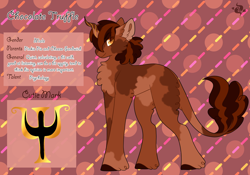 Size: 3500x2454 | Tagged: safe, artist:nobleclay, oc, oc only, oc:chocolate truffle, pony, unicorn, high res, male, offspring, parent:cheese sandwich, parent:pinkie pie, parents:cheesepie, reference sheet, solo, stallion