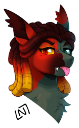 Size: 400x640 | Tagged: safe, artist:lastnight-light, oc, oc only, oc:dissonance, bat pony, pony, bust, female, mare, portrait, simple background, solo, tongue out, transparent background