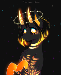 Size: 2905x3613 | Tagged: safe, artist:taleriko, oc, oc only, oc:osiris, pony, high res, horns, night, solo, stars