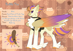 Size: 3500x2454 | Tagged: safe, artist:nobleclay, oc, oc only, oc:bubble tea, pegasus, pony, colored wings, feathered fetlocks, high res, magical gay spawn, male, multicolored wings, offspring, parent:pound cake, parent:tender taps, reference sheet, solo, stallion, tail feathers, wings
