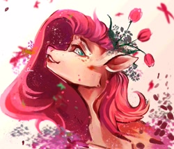 Size: 1258x1080 | Tagged: safe, artist:samarina, fluttershy, pegasus, pony, g4, female, flower, flower in hair, mare, profile, solo