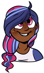 Size: 518x848 | Tagged: safe, artist:greyestgray, oc, oc only, oc:infinity sparkle, human, dark skin, humanized, magical lesbian spawn, offspring, parent:tempest shadow, parent:twilight sparkle, parents:tempestlight, simple background, solo, transparent background