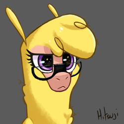 Size: 2000x2000 | Tagged: safe, artist:hitsuji, paprika (tfh), alpaca, them's fightin' herds, community related, eyewear, glasses, gray background, purple eyes, serious, serious face, simple background, solo