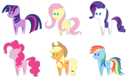 Size: 2087x1268 | Tagged: safe, artist:thebenalpha, applejack, fluttershy, pinkie pie, rainbow dash, rarity, twilight sparkle, alicorn, earth pony, pegasus, pony, unicorn, g4, applejack's hat, cowboy hat, hat, mane six, pointy ponies, simple background, transparent background, twilight sparkle (alicorn)