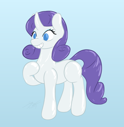 Size: 1898x1948 | Tagged: safe, artist:parallel black, rarity, balloon pony, inflatable pony, pony, g4, balloon, digital art, forced smile, gradient background, inanimate tf, smiling, solo, transformation