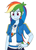 Size: 884x1230 | Tagged: safe, artist:haibaratomoe, rainbow dash, equestria girls, g4, my little pony equestria girls: better together, cute, dashabetes, eye clipping through hair, eyebrows, eyebrows visible through hair, female, geode of super speed, hand on hip, magical geodes, multicolored hair, rainbow hair, simple background, smiling, solo, white background