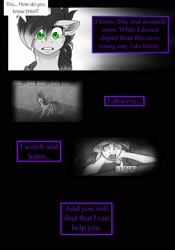 Size: 1280x1833 | Tagged: safe, artist:tillie-tmb, oc, oc:tempest, pony, unicorn, comic:the amulet of shades, comic, female, mare, monochrome, neo noir, partial color