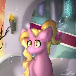 Size: 768x768 | Tagged: safe, artist:delfinaluther, luster dawn, pony, unicorn, g4, balcony, digital art