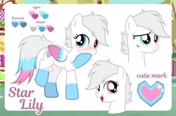Size: 1280x852 | Tagged: safe, artist:jennieoo, oc, oc only, oc:star lily, pegasus, pony, g4, cute, happy, reference sheet, sheet, show accurate, shy, smiling, solo, sweet
