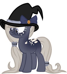 Size: 549x604 | Tagged: safe, oc, oc only, earth pony, pony, earth pony oc, freckles, hair tie, hat, simple background, solo, white background, witch hat