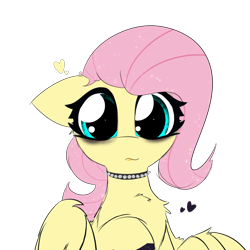 Size: 2362x2362 | Tagged: safe, alternate version, artist:jubyskylines, fluttershy, pegasus, pony, g4, :p, chest fluff, choker, chokershy, fluttergoth, high res, simple background, solo, spiked choker, transparent background
