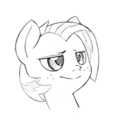 Size: 885x885 | Tagged: safe, artist:trickydick, babs seed, pony, g4, monochrome, solo
