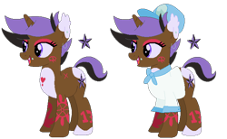 Size: 664x410 | Tagged: safe, artist:acuteexposure, artist:strawberry-spritz, oc, oc only, oc:glooming seas, pony, unicorn, icey-verse, base used, clothes, ear piercing, earring, eyeshadow, fangs, female, hat, jewelry, lip piercing, makeup, mare, markings, navy, offspring, open mouth, parent:lilymoon, parent:pipsqueak, parents:lilysqueak, piercing, sailor, sailor uniform, shirt, simple background, solo, tattoo, transparent background, uniform