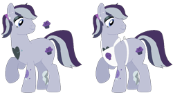 Size: 909x486 | Tagged: safe, artist:acuteexposure, artist:selenaede, artist:strawberry-spritz, oc, oc only, oc:blueberry treats, earth pony, pony, icey-verse, apron, base used, clothes, ear piercing, earring, eyeshadow, heart, jewelry, magical gay spawn, makeup, male, multicolored hair, nose piercing, nose ring, offspring, parent:derek, parent:octavio pie, parents:derektavio, piercing, raised hoof, simple background, skull, solo, stallion, tattoo, transparent background